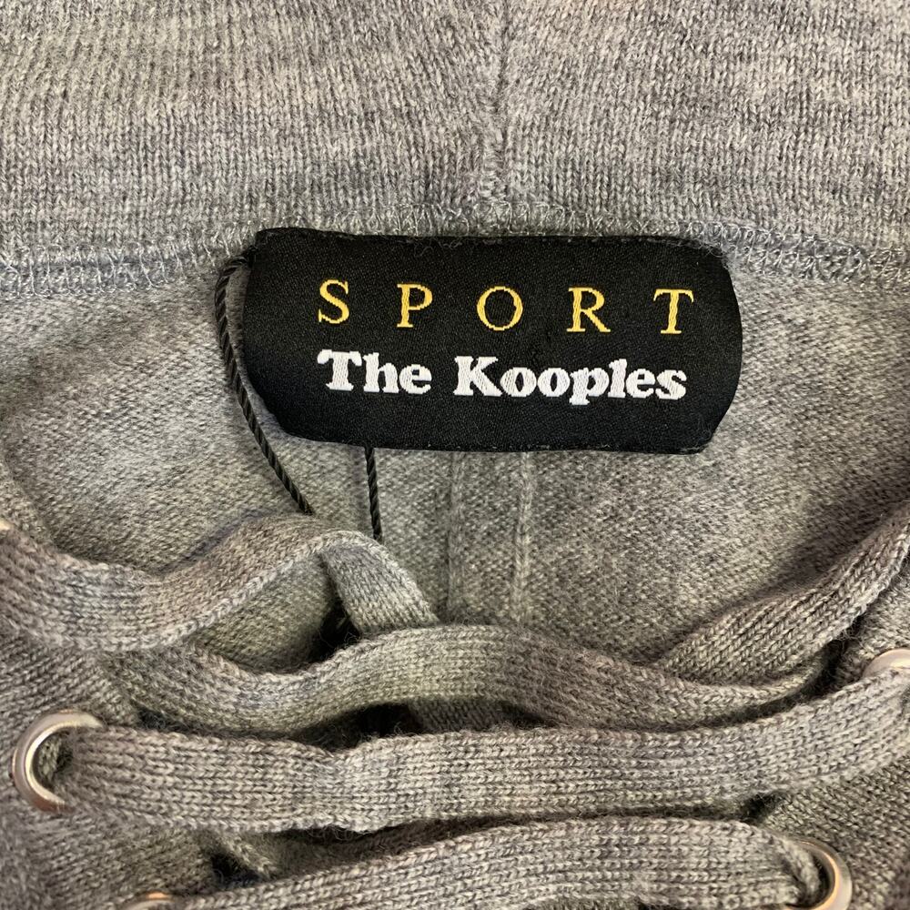 The Kooples Merino Wool Hooded Lace Up Pullover Raw Edge Sweater Hoodie - Picture 9 of 11